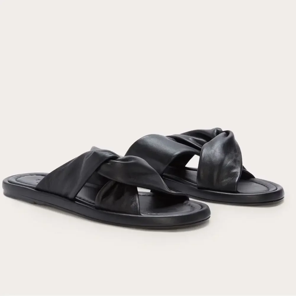 Everlane Day Twist Sandal Black Leather Flat Slide Size 6.5 New Without Box - Picture 8 of 8